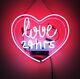 17x14 Real Glass Neon Light Sign Vintage Love 24 Hours Heart Lighting Art Uk