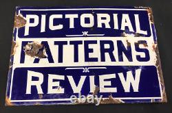 1899 -1939 Porcelain Advertising Flange PICTORIAL REVIEW PATTERNS Sign