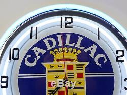 18 Vintage CADILLAC Sign Double Neon Wall Clock Deville Seville Escalade Parts