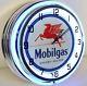 18 Vintage Mobilgas Metal Sign Double Neon Wall Clock Mobil Gas Station Oil