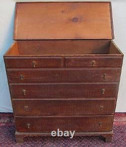 18th C Chippendale Period Antique Blanket Box / Chest Rhode Island Signed