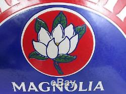 1920's Original Double Sided Porcelain Magnolia Petroleum Gasoline Sign Vintage