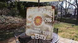 1920s Vtg Porcelain AAA Automobile Club Missouri St Louis Sign Gas Station Oil