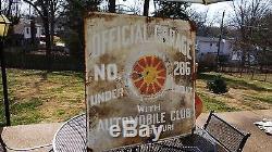 1920s Vtg Porcelain AAA Automobile Club Missouri St Louis Sign Gas Station Oil