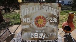 1920s Vtg Porcelain AAA Automobile Club Missouri St Louis Sign Gas Station Oil