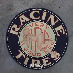 1930 Vintage OLD Racine Rubber Tires Company RARE Porcelain Enamel SignAMERI