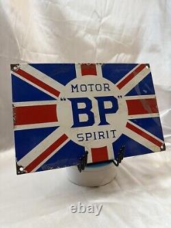 1930's Old Antique Vintage Rare BP Spirit Motor Oil Porcelain Enamel Sign Board