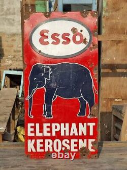 1930's Old Antique Vintage Rare ESSO Elephant Oil Porcelain Enamel Sign Board