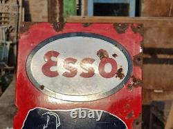 1930's Old Antique Vintage Rare ESSO Elephant Oil Porcelain Enamel Sign Board