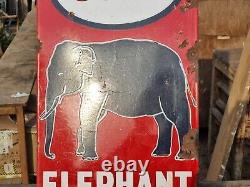 1930's Old Antique Vintage Rare ESSO Elephant Oil Porcelain Enamel Sign Board