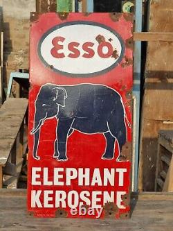 1930's Old Antique Vintage Rare ESSO Elephant Oil Porcelain Enamel Sign Board
