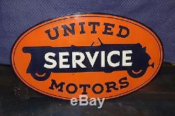 1930s Original United Motors Service Double Sided oval porcelain vintage sign