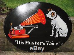 1930s Original Vintage ENAMEL His Master's Voice RCA Victor SIGN Nipper Dog