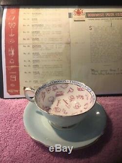 1930s Vintage Paragon BLUE Signs + Omens China Tea Cup + Saucer Fortune Telling