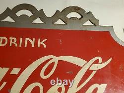 1934 Coca Cola Coke Antique Flange Sign Vintage Soda Pop Advertising Double Side