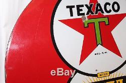 1940s Texaco Ethyl Gasoline Oil 8 Ball Double Sided Vintage Porcelain Sign