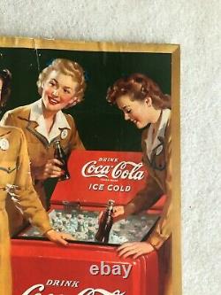 1943, Vintage, ORIGINAL, Coke, Coca-Cola, Cardboard Sign, WWII era, VG Condition