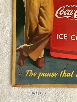 1943, Vintage, ORIGINAL, Coke, Coca-Cola, Cardboard Sign, WWII era, VG Condition