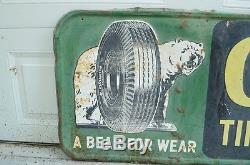 1949 Original Vintage Metal Gillette Tires Gas Oil Sign Advertising Garage