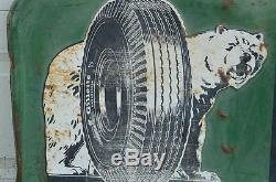 1949 Original Vintage Metal Gillette Tires Gas Oil Sign Advertising Garage