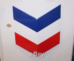 1950's Original Chevron Porcelain Single Sided Building Logo Vintage Sign