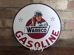 1950's Vintage Wareco Gasoline Porcelain Gas Station Pump Motor Oil Sign 12