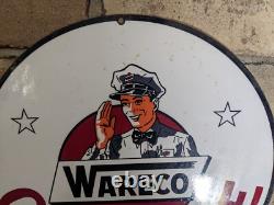 1950's Vintage Wareco Gasoline Porcelain Gas Station Pump Motor Oil Sign 12