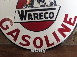 1950's Vintage Wareco Gasoline Porcelain Gas Station Pump Motor Oil Sign 12
