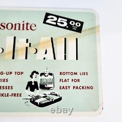 1950s Vintage Streamlite SAMSONITE Metal Advertising Sign Suitcase DOUBLE SIDED