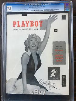 1953 PLAYBOY #1 Issue #1 7.5 CGC SIGNED BY HUGH HEFNER PSA/DNA -MARILYN MONROE