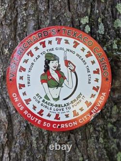 1959 Vintage Richard's Texaco Porcelain Sign Carson City Nevada 12