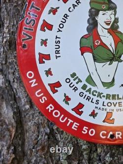 1959 Vintage Richard's Texaco Porcelain Sign Carson City Nevada 12