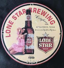 1959 Vintage Style Lone Star Premium Beer Advertising Porcelain Sign 12 Inch