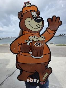 1960's Vintage A&w Root Beer Porcelain Enamel Sign 18.5 X 30 Inches