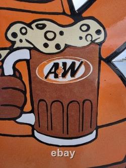 1960's Vintage A&w Root Beer Porcelain Enamel Sign 18.5 X 30 Inches
