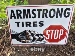 1960's Vintage Armstrong Tires Porcelain Dealership Sign 12 X 8