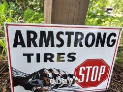 1960's Vintage Armstrong Tires Porcelain Dealership Sign 12 X 8