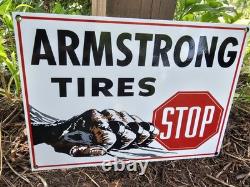 1960's Vintage Armstrong Tires Porcelain Dealership Sign 12 X 8