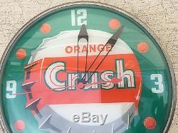 1962 Orange Crush Bottle Cap Advertising Vintage Light Up Clock Sign Soda Pop