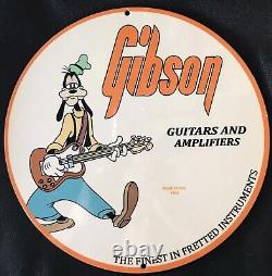 1962 Vintage Style Gibson Guitars And Amplifiers Porcelain 10 Inch Sign