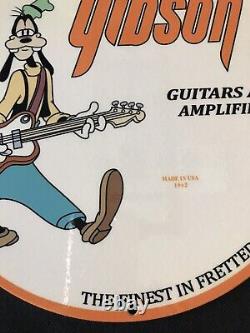1962 Vintage Style Gibson Guitars And Amplifiers Porcelain 10 Inch Sign