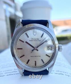 1968 Vintage Tudor Prince Oysterdate Watch 34mm All Steel Rolex Signed SERVICED