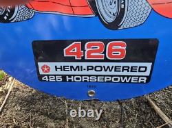 1970 Vintage''plymouth'' 426 Hemi 12 Inch Porcelain Sign Pump Plate