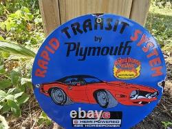 1970 Vintage''plymouth'' 426 Hemi 12 Inch Porcelain Sign Pump Plate
