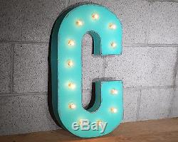 21 Letter C Rustic Metal Vintage Inspired Marquee Sign Light MORE COLORS