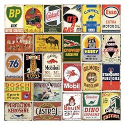 24 Pieces Gas and Oil Tin Signs, Retro Vintage Metal Sign for Home Man Cave G