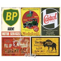 24 Pieces Gas and Oil Tin Signs, Retro Vintage Metal Sign for Home Man Cave G