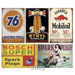 24 Pieces Gas and Oil Tin Signs, Retro Vintage Metal Sign for Home Man Cave G