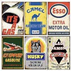 24 Pieces Gas and Oil Tin Signs, Retro Vintage Metal Sign for Home Man Cave G