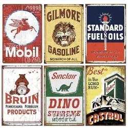 24 Pieces Gas and Oil Tin Signs, Retro Vintage Metal Sign for Home Man Cave G